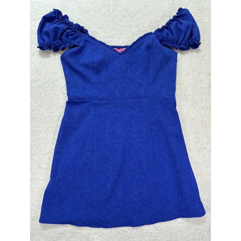 Betsey Johnson Mini Dress Womens L Floral Sweetheart Whimsical Babydoll
